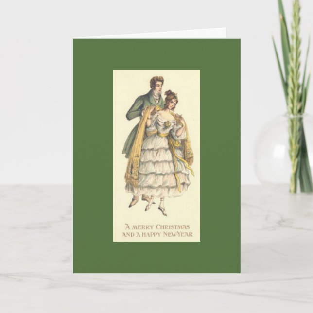 Vintage Holiday Couple Victorian Christmas Card (Front)