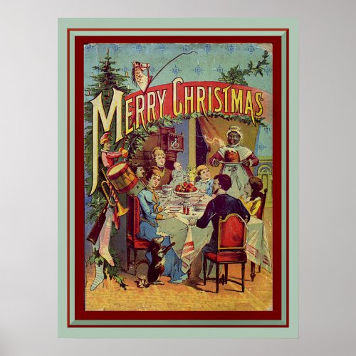 Vintage Holiday Dinner Retro Merry Christmas Poster