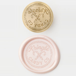 Vintage Holiday Emblem with Crossed Candy Canes Wax Seal Stamp