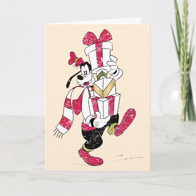 Vintage Holiday Goofy with Presents Card (Front)