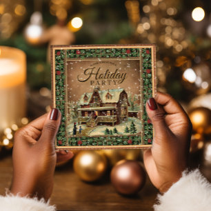 Vintage Holiday Home Party Invitation