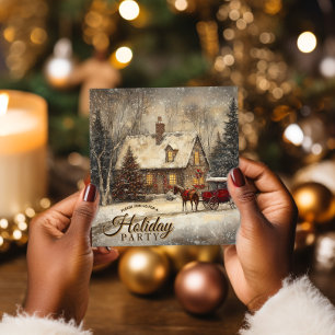 Vintage Holiday Horse Carriage Home Party Invitation