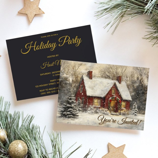 Vintage Holiday House Party Invitation (Creator Uploaded)