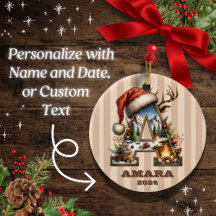 Vintage Holiday Letter A Beige-Striped