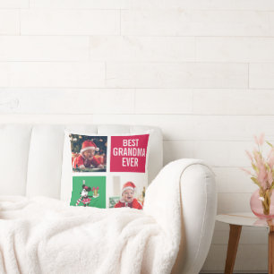 Vintage Holiday Minnie Best Grandma Ever Throw Pillow