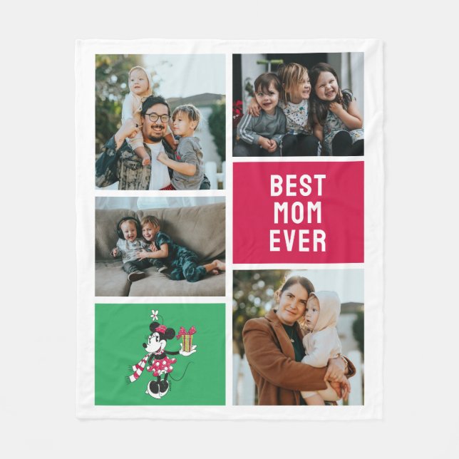 Vintage Holiday Minnie | Best Mom Ever Fleece Blanket (Front)