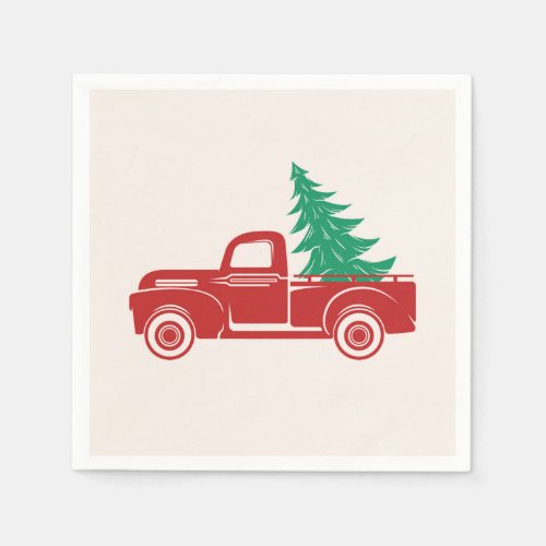 Vintage Holiday Pickup Truck Napkins