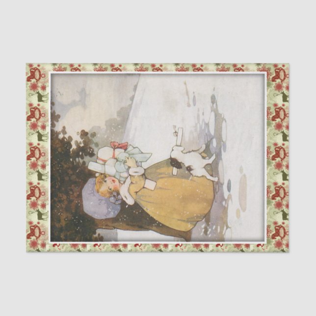 Vintage Holiday Scene Tissue Paper (Front)