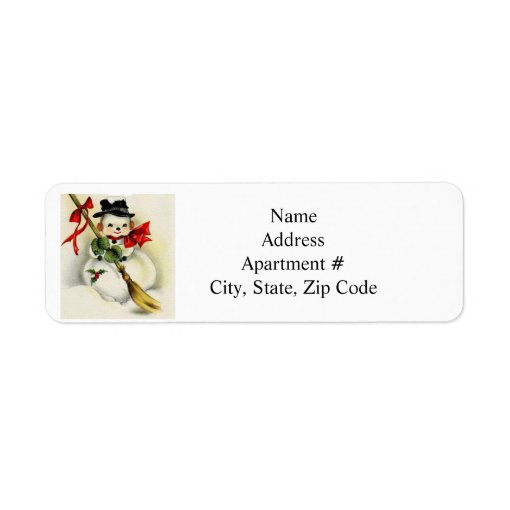 Vintage Holiday Season Snowman Return Address Label | Zazzle