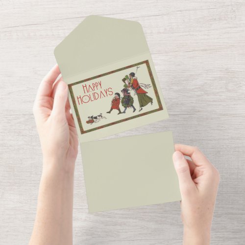 Vintage Holiday Shopping All In One Invitation