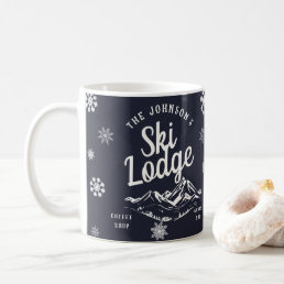 Vintage Holiday Ski Lodge Custom Family Coffee Mug