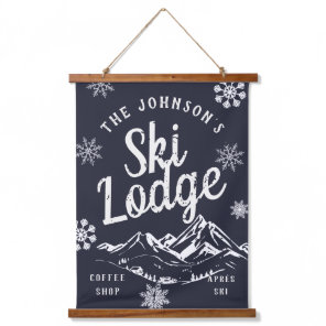 Vintage Holiday Ski Lodge Custom Family Hanging Tapestry