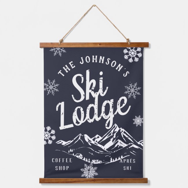 Vintage Holiday Ski Lodge Custom Family Hanging Tapestry