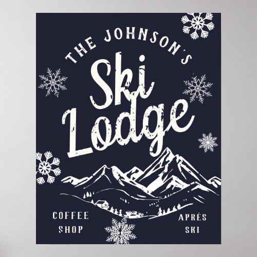 Vintage Holiday Ski Lodge Custom Family Poster