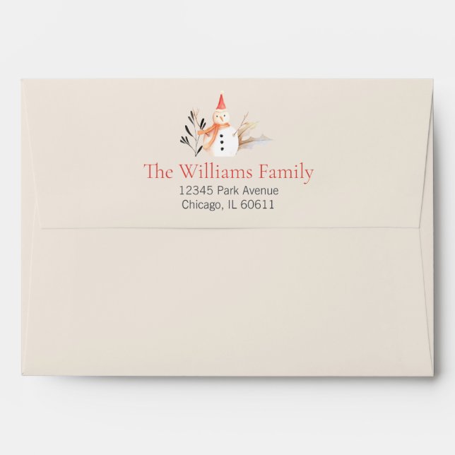 Vintage Holiday Snowman Christmas Envelope (Back (Top Flap))