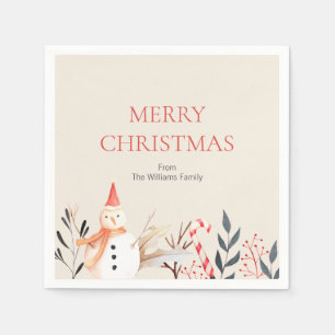 Vintage Holiday Snowman Christmas Napkins