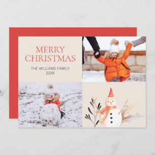 Vintage Holiday Snowman Christmas Photo Card