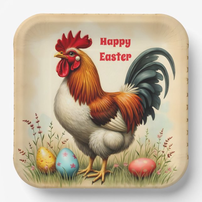 Vintage Holiday Trendy Easter Collection Paper Plates (Front)