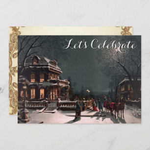 Vintage Holiday Victorian Christmas Party Invitation