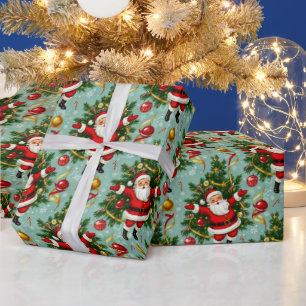 Vintage Holiday Whimsy: Santa & Tree Jubilee Wrapping Paper