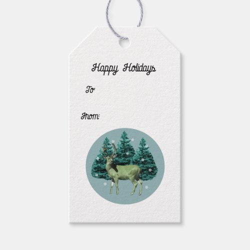 Vintage Holiday Wild Deer Gift Tags