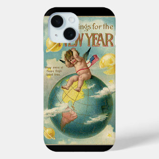 Vintage Holidays, Greetings for the New Year iPhone 15 Case