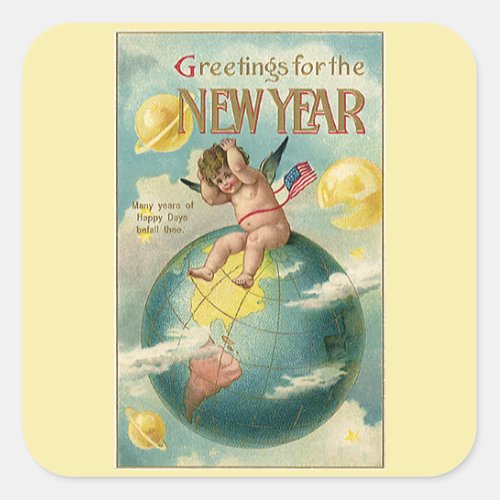 Vintage Holidays Greetings for the New Year Square Sticker
