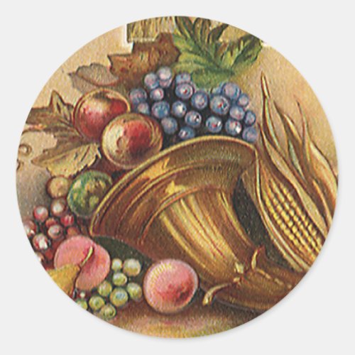 Vintage Holidys Thanksgiving Harvest and Pilgrim Classic Round Sticker