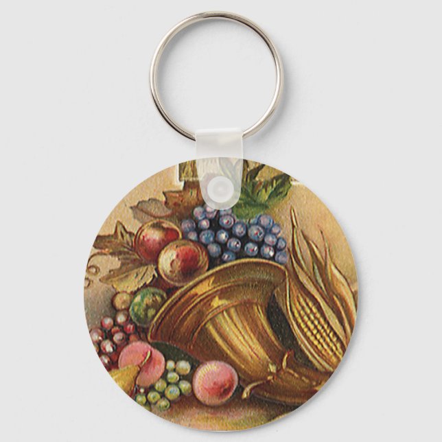Vintage Holidys, Thanksgiving, Harvest and Pilgrim Keychain (Front)