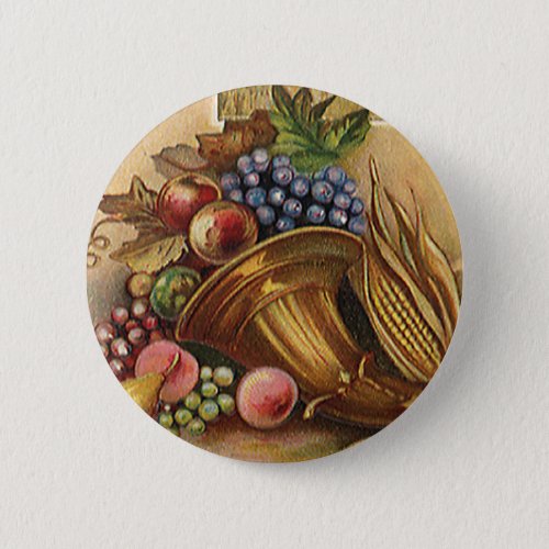 Vintage Holidys Thanksgiving Harvest and Pilgrim Pinback Button