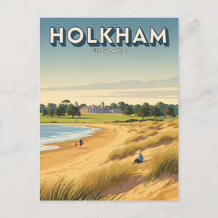 Vintage Holkham Norfolk England Travel Postcard