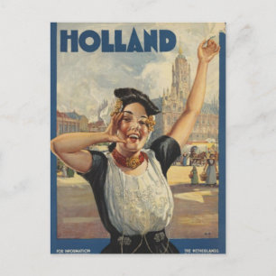 Vintage Holland Air Travel Holiday Postcard