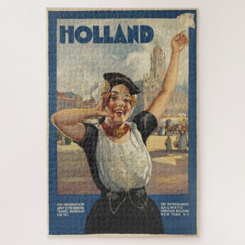 Vintage Holland Air Travel Illustration Jigsaw Puzzle