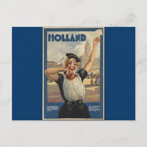 Vintage Holland Air Travel Postcard