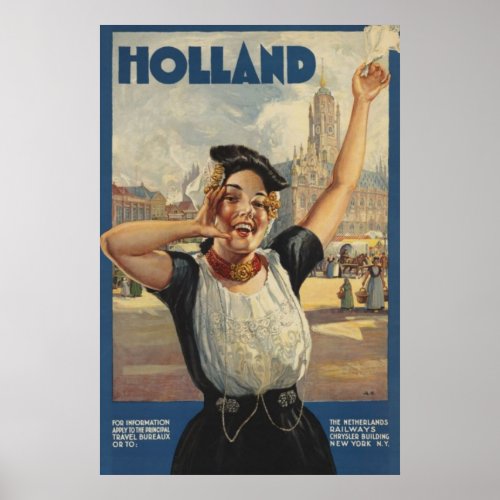 Vintage Holland Air Travel Poster