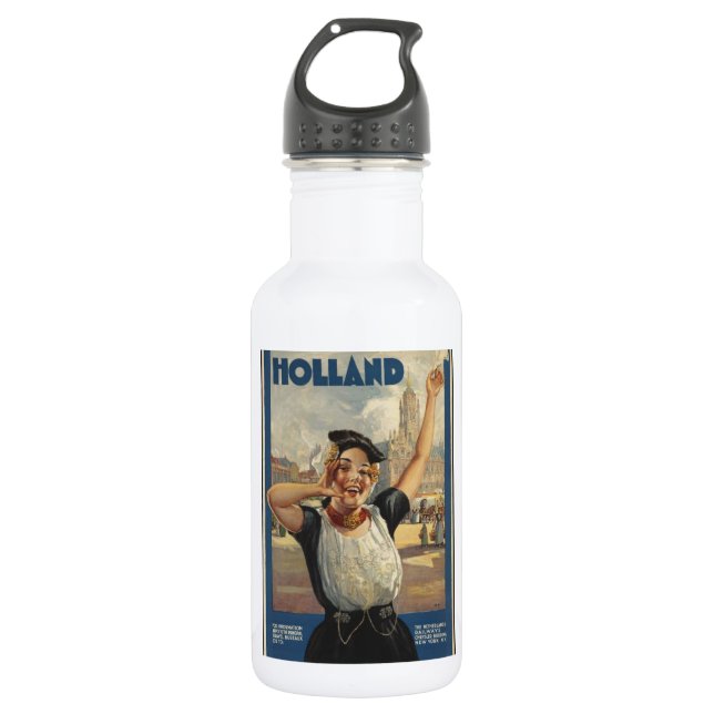 Vintage Holland Air Travel Stainless Steel Water Bottle (Front)