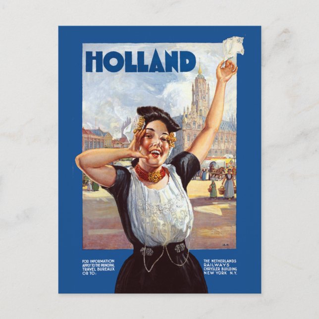 Vintage Holland Netherlands Railway Travel Postcard (Front)