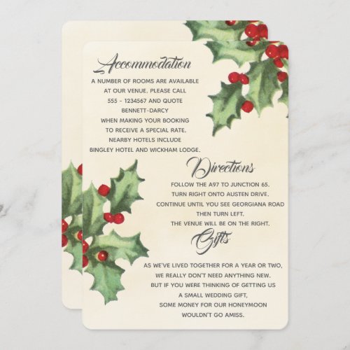 Vintage Holly Additional Information Card