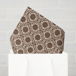 Vintage Holly, Berries & Flowers cream & brown Tissue Paper