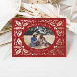 Vintage Holly Berries Photo Christmas Red Foil Holiday Card<br><div class="desc">This classic and elegant holiday photo card features our original hand drawn winter foliage that frames the photo and curved type. The back features a matching pattern with photo and additional text.</div>