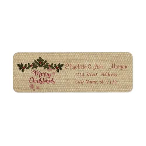 VintageHolly Berry BranchesMerry Christmas Label