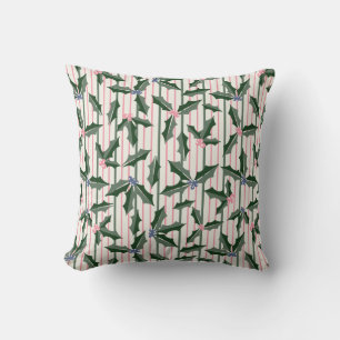 Vintage Holly Berry Throw Pillow