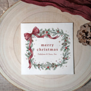 Vintage Holly Bow Business Christmas Party Napkins