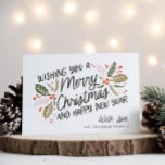 Vintage Holly Bright Typography Christmas Holiday Card<br><div class="desc">This festive and chic holiday photo card features our original hand-drawn winter foliage with sweet styled typography in vibrant colors.</div>