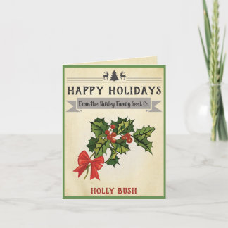 Vintage Holly Christmas Card