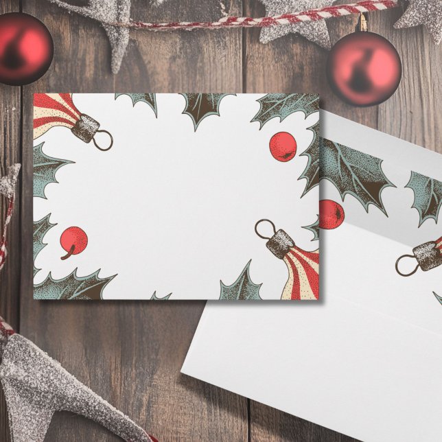 Vintage Holly Christmas  Envelope (Vintage Holly Christmas Envelope)