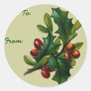 Vintage Holly Christmas Gift Tags