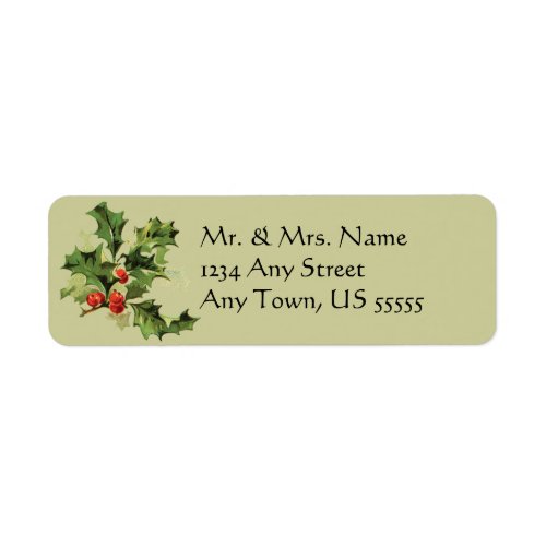 Vintage Holly Christmas Holiday Address Labels