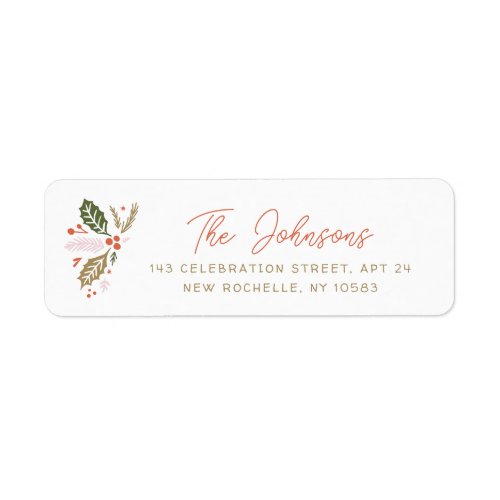 Vintage Holly Christmas Holiday Return Address Label