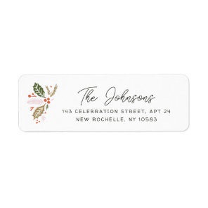 Vintage Holly Christmas Holiday Return Address Label